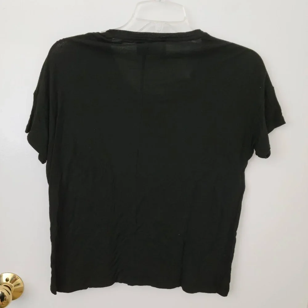 The Kooples Woman Black Short Sleeve Shirt with Silver Grommets - Picture 3 of 3